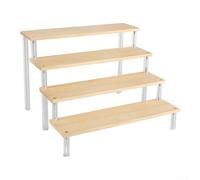 Espositore per figure da collezione, in acrilico e legno, espositore per statuette, trucchi, dessert, scaffale a più livelli per organizzazione del bancone (4 ripiani, 20 cm)