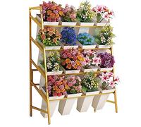 Espositore per fiori con 16 secchi, in ferro battuto, supporto a scala per fioristi, decorazione da giardino e patio