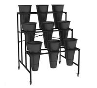 Espositore per Fiori con secchi per Fiori, ripiano Mobile per Carrello per Piante, ripiano per Contenitore per Fiori recisi, espositori per Piante per fioristi, scaletta per Fiori