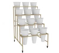 Espositore per Fiori con secchi per Fiori, ripiano Mobile per Carrello per Piante, ripiano per Contenitore per Fiori recisi, espositori per Piante per fioristi, scaletta per Fiori,