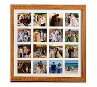 Espositore per foto con 16 griglie in legno per raccontare storie visive, dimensioni cornice interna 30 x 30 cm (venatura del legno marrone)