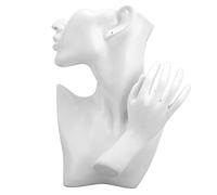 Espositore per Gioielli, 20x28cm Manichino per Gioielli in Resina Bianca, Busto Espositore Collane in Resina, Espositore Testa Porta Collane, Supporto per Collana Orecchini Pendenti Catene