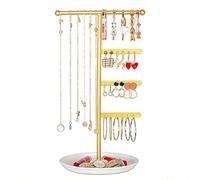 Espositore per Gioielli con Barra a T,Organizzatore Gioielli,Portagioie con Base,Scaffale Porta Gioiell i in Oro,per Riporre Anelli,Bracciali,Collane,Orecchini,per Bagni,Camere da Letto