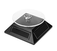 Espositore per gioielli, piatto girevole a 360°, piatto girevole a energia solare, giradischi per vetrina, piattaforma girevole per orologi, gioielli, telefono cellulare, nero