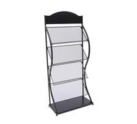 Espositore per libri e riviste a 4 strati, colore nero/bianco, per reception, sale d'attesa, scuole, brochure (nero)