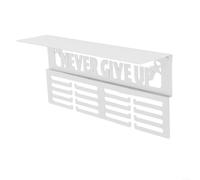 Espositore per medaglie da parete con mensola, trofeo in metallo e porta medaglie, con 4 file di ganci con tappo per contenere ed esporre oltre 64 medaglie e trofei sportivi (bianco)