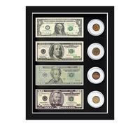 Espositore per monete Challenge, portamonete, espositore per monete, espositore per monete militari, cornice per dollari, cornice per banconote da dollari, 27,9 x 35,6 cm, può contenere 4 dollari USA