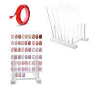 Espositore per nail art, 4 pannelli acrilici trasparenti con base in plastica, per nail art, espositore con nano-adesivo, per nail art, per manicure, 20 x 15 cm