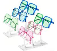 Espositore per occhiali da sole in acrilico a 3 livelli, supporto multi-livello per casa, ufficio o negozio al dettaglio, set da 2 pezzi con design compatto salvaspazio e facile da montare