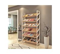 Espositore per opuscoli Portariviste di design moderno, scaffale di stoccaggio in legno, scaffali di visualizzazione inclinati, pubblicità da pavimento a soffitto Supporto letteratura a pavimento