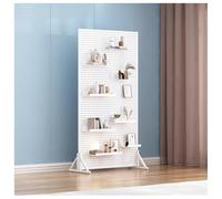 Espositore Per Pannello Forato In Metallo Con 20 Ganci E Ruote, Espositore Per Pannello Forato Con Base A T, Espositore Indipendente Per Negozi Di Artigianato Con Base A T(Bianco,80x40x100 cm)