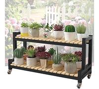 Espositore per piante a 2 livelli e 3 ripiani, con ruote di bloccaggio, per interni ed esterni, per vasi da giardino, per decorazioni domestiche e vetrine verdi
