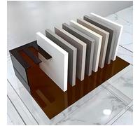 Espositore per Piastrelle in Acrilico e Legno, Grande Supporto per lastre di Marmo con 10 Scomparti per Carte, Organizer per Campioni al Dettaglio, salvaspazio, Resistente, Marrone, 50x30x15