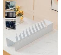 Espositore per Piastrelle in Metallo con Inserimento Obliquo YS, Supporto per Campioni da Pavimento in Legno da Tavolo A 10 Livelli per Campioni di Materiale D, White, 60x13x10cm/23.6x5.1x3.9in