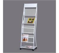 Espositore per Riviste Espositore per Brochure Espositore per Riviste da Terra Porta Riviste con Ruote Espositore per Giornali con 4 Ripiani per Esposizione di Prodotti Fiere Mostra Port, White