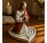 Espositore per rosario della Vergine Maria, statua della Madonna delle Grazie, espositore per rosario, da tavolo, per collane, anelli, regali cattolici per mamma, decorazione religiosa per la casa (B)