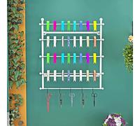 Espositore per Rotoli di Nastro Bianco Portarotoli Di Nastro, Metallo Montaggio A Parete Portacarta Da Regalo con Ganci, 5 Ripiani Portasciugamani con Cintura per Stanza Hobby(Rod 100cm/39.4in)