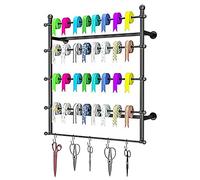 Espositore per Rotoli di Nastro Supporto A Parete Porta Nastri con Ganci, Porta Carta Da Regalo A 5 Ripiani, Mensola Portacravatte e Sciarpe In Ferro per Negozio Di Articoli Da Regalo(Rod 100cm/39.4in