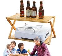 Espositore per scaffale da tavolo pieghevole, supporto per scaffale pieghevole, espositore in legno robusto a 2 livelli, scaffale multifunzionale per interni, organizer per scaffale a calchi