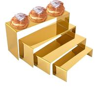 Espositore per scarpe, espositori per alzate - Espositore per profumo con espositore per espositori in oro da 4 pezzi | Cubo espositore, alzascarpe, supporto per cupcake in acciaio inossidabile per op