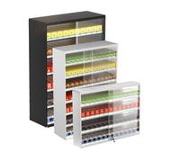 Espositore per sigarette con vetro temperato e serratura, ripiani per snack per tabacco e alcol nei negozi al dettaglio