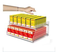 Espositore per Sigarette, espositore Automatico Multistrato per Sigarette, mobiletto per Spingere Sigarette da Parete e da Pavimento, Trasparente, 50,5x29x22,5 cm, Ideale per commissariato e