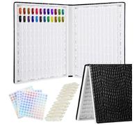 Espositore per smalti a 216 colori, organizer impermeabile in pelle sintetica con 240 unghie finte e 1-300 adesivi per professionisti della nail art e appassionati di fai da te