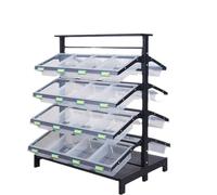 Espositore per snack, 32 scatole grandi da pavimento, 4 ripiani, con cartello scorrevole e supporto a doppia fila, 104 x 75 x 140 cm