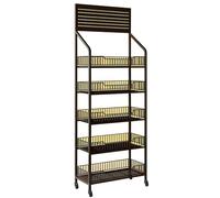 Espositore per snack a 5 livelli con ruote, resistente ripiano per supermercato per dispensa home theatre, organizer per patatine, caramelle, frutta e verdura (colore: nero, taglia L 60 cm)
