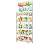 Espositore per Snack al Dettaglio A 5 Ripiani, Supporto per Concessione Home Theater con Ganci per Caramelle con Sacchetto di Patatine, Grande Scaffale Commerciale PE, White, 4-Tiers 50x27x146cm