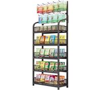 Espositore per Snack al Dettaglio A 5 Ripiani, Supporto per Concessione Home Theater con Ganci per Caramelle con Sacchetto di Patatine, Grande Scaffale Commerciale PE, Black, 5-Tiers 50x27x166cm