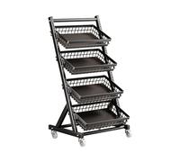 Espositore per snack, cestino portaoggetti rimovibile con clip per cucina, carrello porta frutta e verdura in metallo