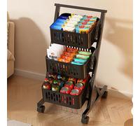 Espositore per snack con ruote, organizer a 4 ripiani in metallo per alimenti, frutta, verdura, supporto portatile per concessioni home theatre