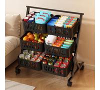 Espositore per snack con ruote, organizer a 4 ripiani in metallo per alimenti, frutta, verdura, supporto portatile per concessioni home theatre