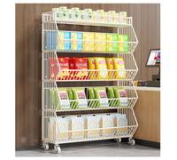 Espositore Per Snack Da Pavimento, Carrello Porta-cestini In Filo Metallico Impilabile Con Ruote, Scaffale Robusto Per Supermercati, Organizzatore Mobile Per Negozi Al Dettaglio(Bianco,46x45x50cm)