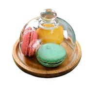 Espositore per torte - Vassoio per pasticceria con campana trasparente, vassoio di servizio in legno per dolci, frutta, biscotti, snack, feste, compleanni e decorazione da tavola