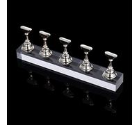 Espositore per unghie, con base magnetica in lega acrilica e 5 supporti, ideale per la formazione e l'esposizione di nail art, base argentata 11 cm.