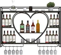 Espositore per vino in metallo da parete con mensole rotonde industriali da appendere, espositore in ferro per casa e ristorante, stile moderno