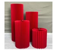 Espositore, Piedistalli espositivi pieghevoli con piastra in acrilico, centrotavola for matrimonio in cartone, pilastro romano da 30 cm(Red)