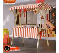 Espositore pieghevole in legno for bancarelle del mercato for venditori all'aperto, carrello mobile for cibo, carrello multiuso for eventi, festival, mercati agricoli, fiere(Red,120CM/47.2IN)