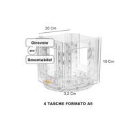 ESPOSITORE PORTA DEPLIANT GIREVOLE A 4 TASCHE FORMATO A5 BANCO TAVOLINO BANCONE