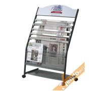 ESPOSITORE PORTA RIVISTE GIORNALI QUOTIDIANI CARRELLATO CON RUOTE HOTEL ALBERGO