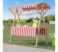 Espositore portatile in legno for bancarelle del mercato, carrello pieghevole for alimenti for aziende agricole, mercati e fiere di strada, carrello mobile for fiori, frutta e verdura, regalo(Red,120x