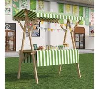 Espositore Portatile per Bancarelle del Mercato Multiuso Carrello Portavivande in Legno con Ruote Chiosco Illuminato A LED per Venditori Ambulanti Fiere Dell'Artigianato,01,150cm
