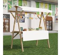 Espositore Portatile per Bancarelle del Mercato Multiuso Carrello Portavivande in Legno con Ruote Chiosco Illuminato A LED per Venditori Ambulanti Fiere Dell'Artigianato,02,120cm