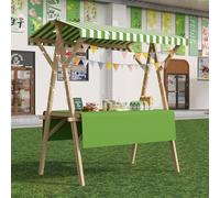 Espositore Portatile per Bancarelle del Mercato Multiuso Carrello Portavivande in Legno con Ruote Chiosco Illuminato A LED per Venditori Ambulanti Fiere Dell'Artigianato,15,150cm