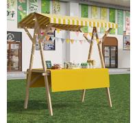 Espositore Portatile per Bancarelle del Mercato Multiuso Carrello Portavivande in Legno con Ruote Chiosco Illuminato A LED per Venditori Ambulanti Fiere Dell'Artigianato,04,150cm