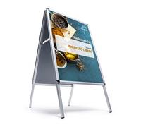 Espositore Pubblicitario Bifacciale a Cavalletto Pieghevole 100x140 cm Frame 32 in Alluminio da Esterno Antivento Silver