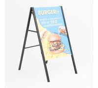 Espositore Pubblicitario Bifacciale a Cavalletto Pieghevole 115x63,4x80 cm in Metallo Nero