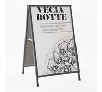 Espositore Pubblicitario Bifacciale a Cavalletto Pieghevole 60x90 cm in Metallo Nero